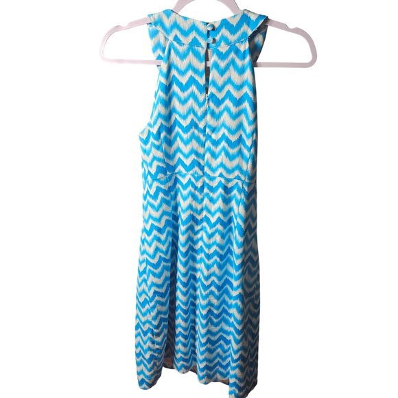 INC Blue & White Chevron Sleeveless Keyhole Back Dress Size 8 Cotton Blend - Picture 4 of 6